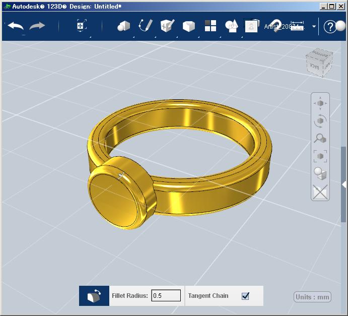 123D Design完成した指輪のモデル