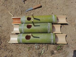 竹で作った鳥の巣箱